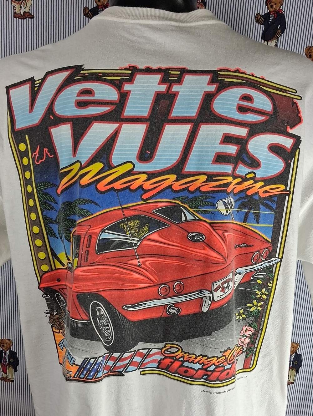 Vette Vues Magazine Stingray Corvette Spell-out Graphic White & Red Xl T-shirt